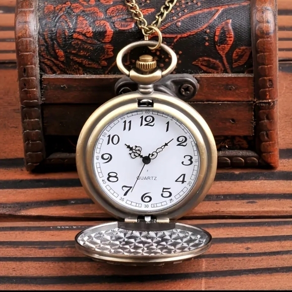 New mens veteran military pocket watch bronze with chain necklace - Picture 3 of 6